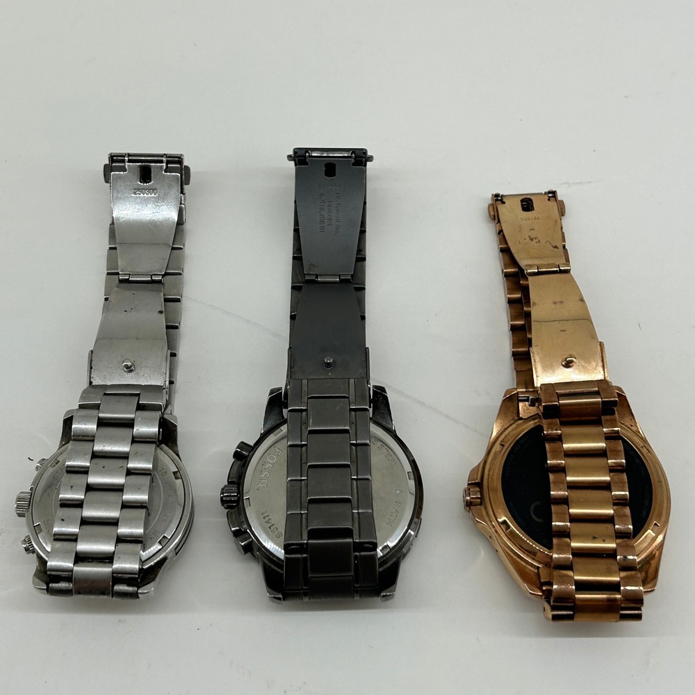 Michael Kors Fossil Watch Lot 3pc Wristwatches Mixed Metal Dead Battery As Is - Picture 2 of 6